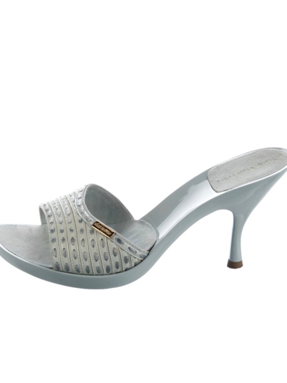 Women’s Louis Vuitton Light Blue Patent Leather Mules. Size 40/10 US.